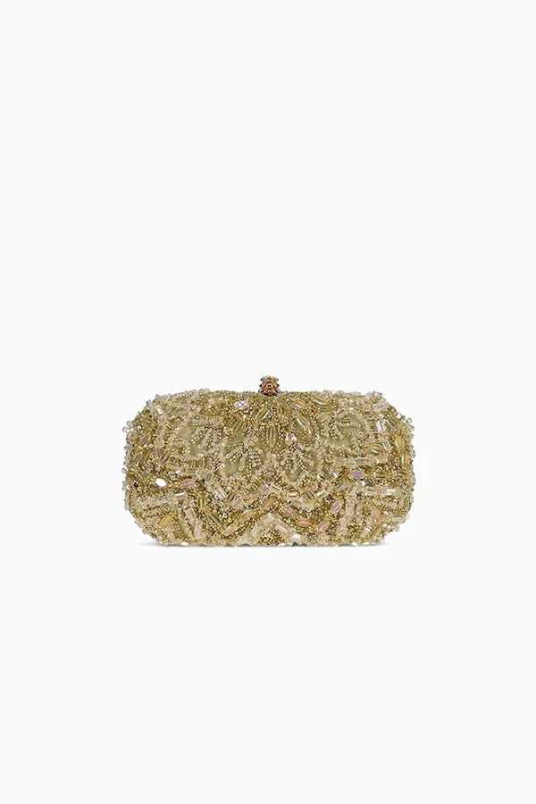 Gold floral crochet bag